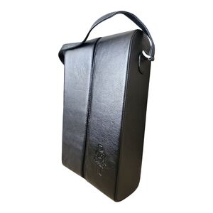 Le Cordon Bleu Black Leather Double Wine Bottle Carrying Case